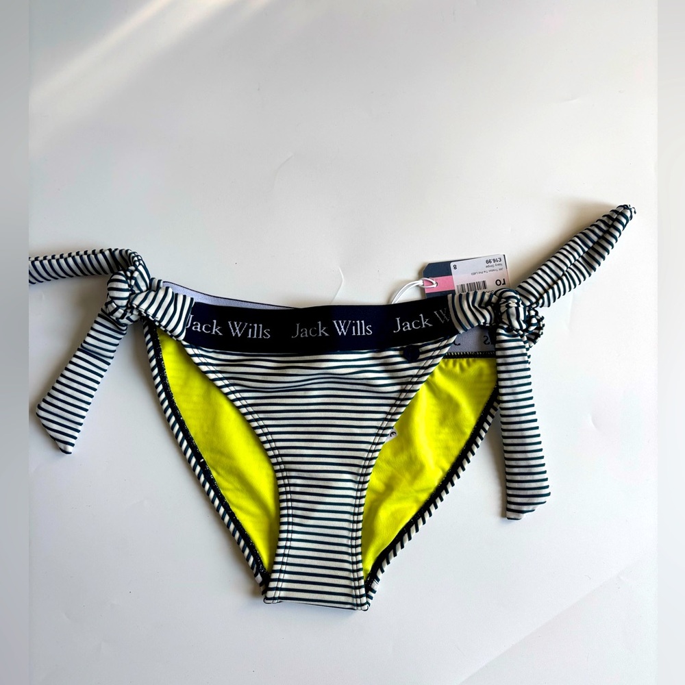 Jack Wills NWT White Navy Nautical Striped Triston Tie Swim Bottom